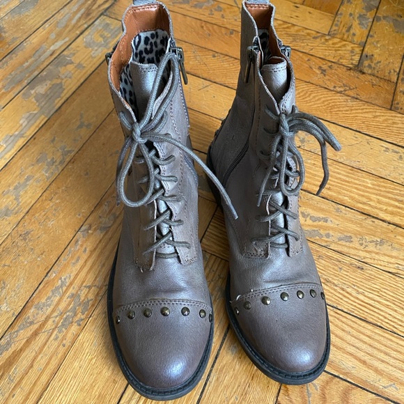 Lucky Brand Leather Nolan Studded Combat Boots - Picture 3 of 10